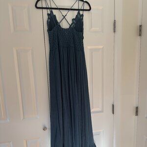 Free People Adella Maxi Slip Dress Turquoise (Small/Petite)